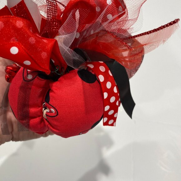Handmade Minnie Mouse red, white, and black pumpkin 4.5" x 4.5". - Picture 6 of 6